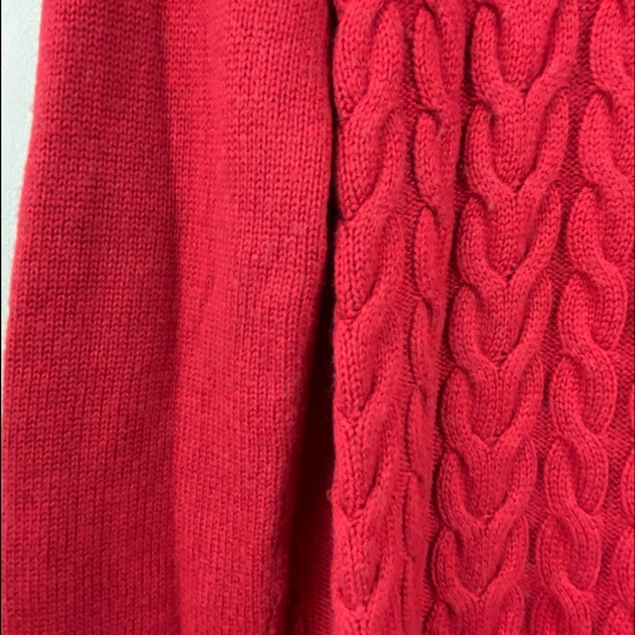 Banana Republic Wool Cashmere Blend Cable Knit Mixed Knit Cowl Neck Red Sweater - Picture 6 of 16